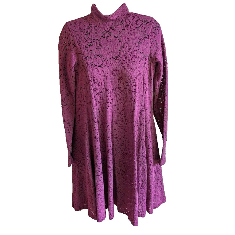 Betsey Johnson for Lew Magram Dress Vintage 2 Pc Slip & Lace Burgundy Trapese - Picture 2 of 15